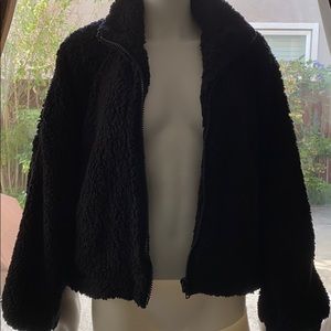 black comfy sherpa jacket